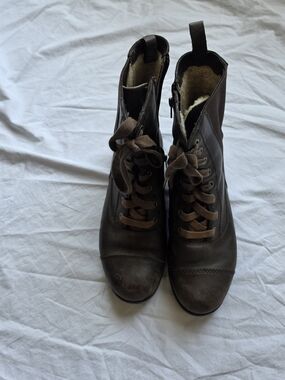 UGG Dark Brown Lace-Up Leather Ankle Boots